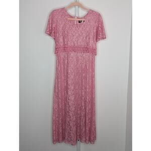 Hand-Dyed 90's Pink Lace Maxi Dress